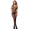 Subblime - 952037 Bodystocking Une Épaule Réseille Avec Diamants Noir Taille Unique